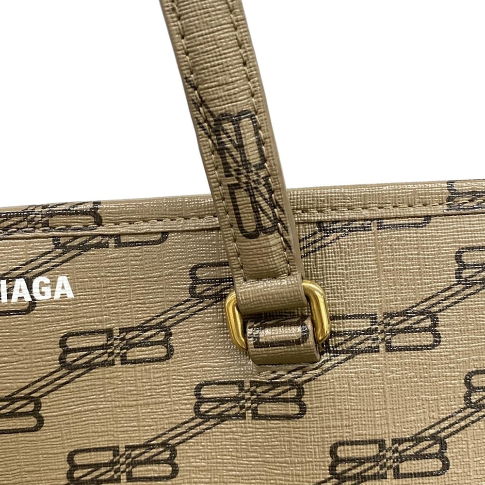 Balenciaga BB Monogram Signature medium shopper Tote Bag 702698 Brown Black - Picture 10 of 15